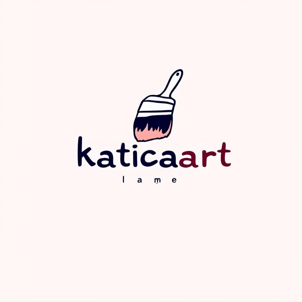AI generated: Create a logo for a paint artist whose name is katicaart. The logo should have a light green backgro...