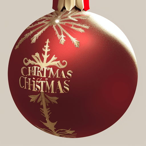 AI generated: detailed drawing of red Christmas ball on tree, gold backgroud
