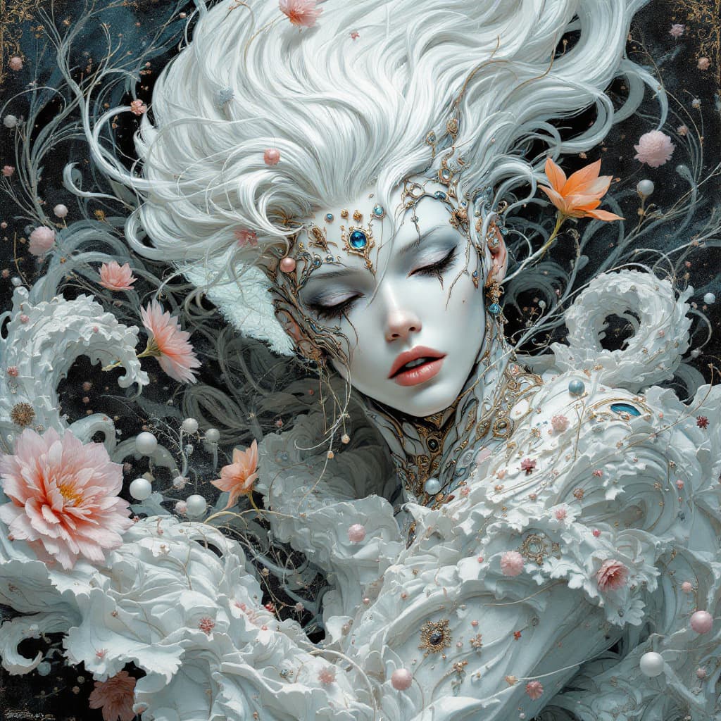 AI generated: Baroque Style, dreamlike Hyperdetailed grunge art fantasy illustration featuring an cyberpunk male a...