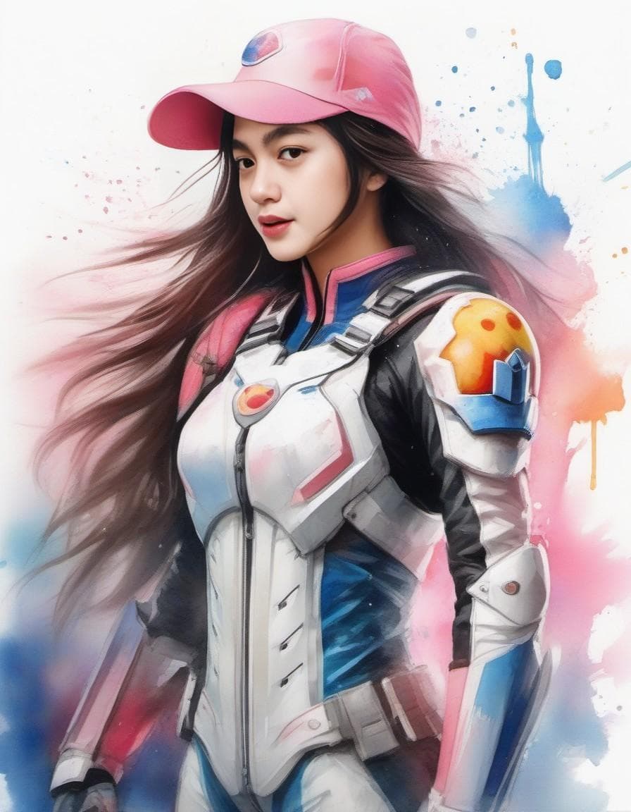 AI generated: Portrait of Princess Peach, long hair, highly detailed face,  attractive, coloeful, moto gear, tight...