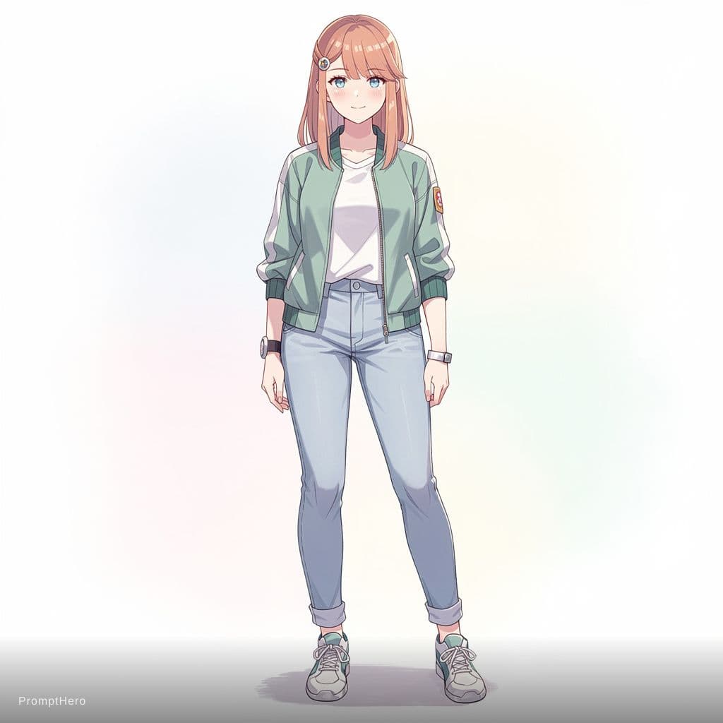 AI generated: Lily (the character by Lilandy) but not as skinny, have her slightly grown up but still healthy look...