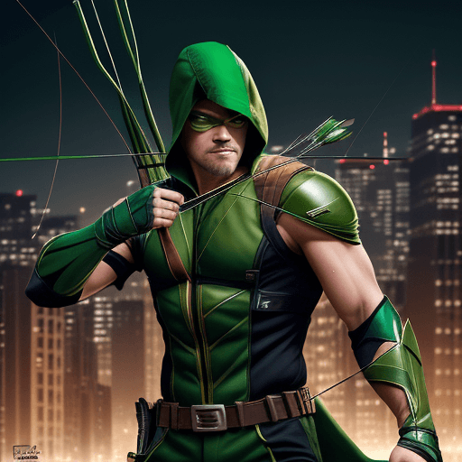 AI generated: Generate a captivating and dynamic digital illustration featuring the iconic superhero Green Arrow. ...