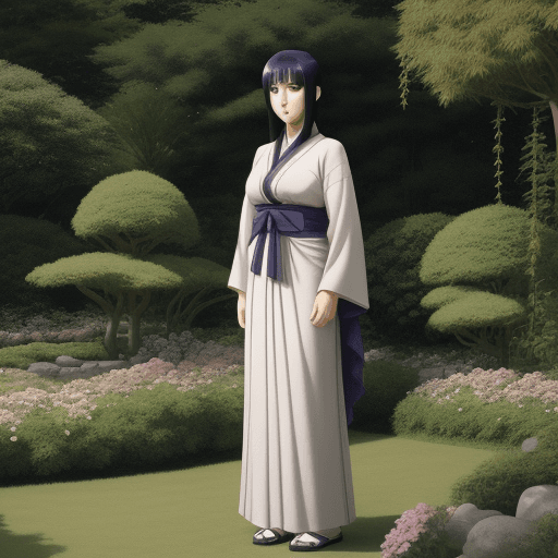 AI generated: Beautiful hinata hyuga standing in garden
