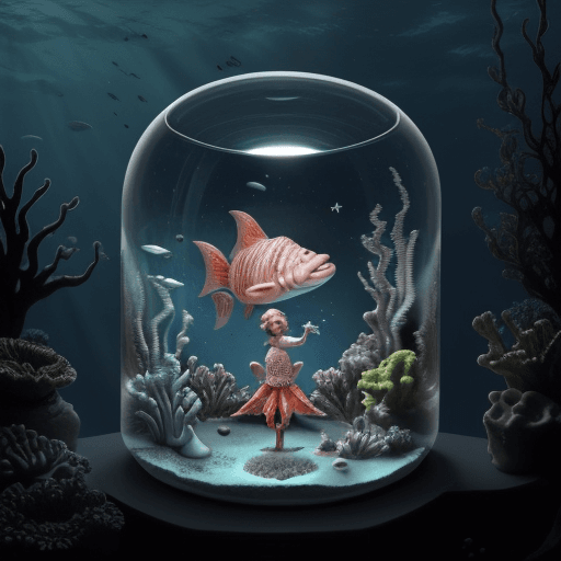 AI generated: Photo d’un poisson extraterrestre très mignon nageant sur une planète 
sous-marine habitable par des...