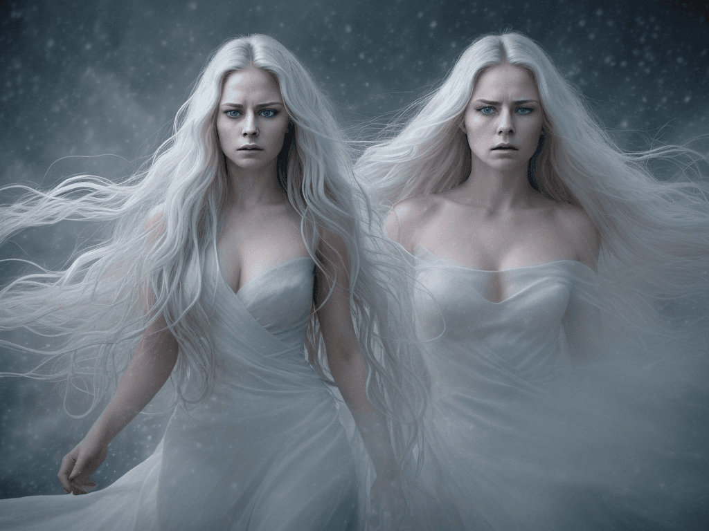 AI generated: a breathtaking portrait of a woman with an aura of mystique, set against a backdrop of intense drama...