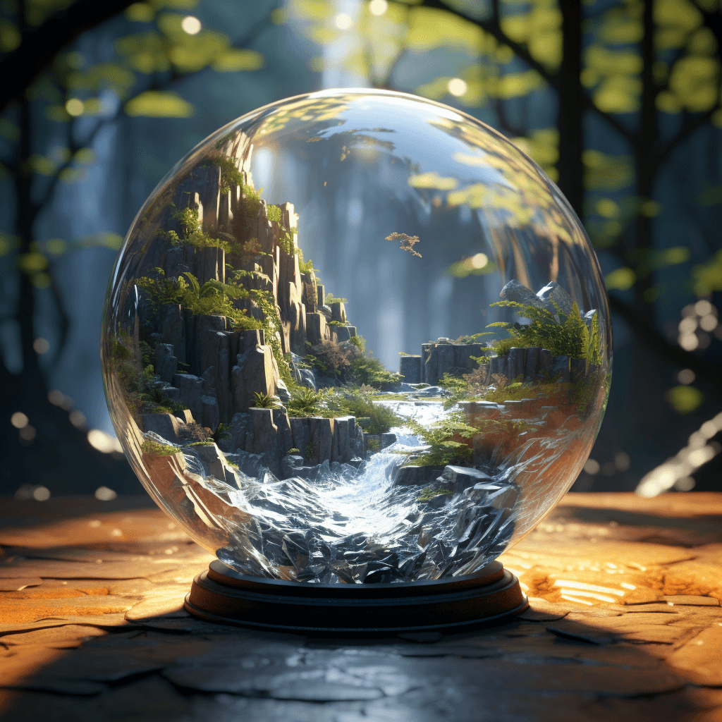 AI generated: a world within a world within a glassbowl  –upbeta, epic,  hyper realistic, unreal engine 5.2, 8k qu...