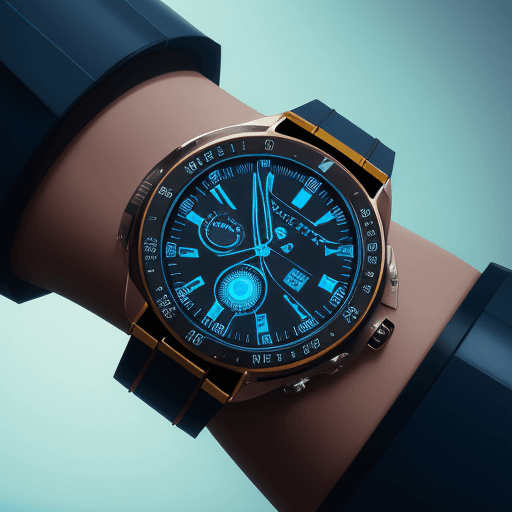 AI generated: a futuristic blue and black wrist watch, shot on Agfa Vista 200,with 4 numbers, side-angle view, 4k ...