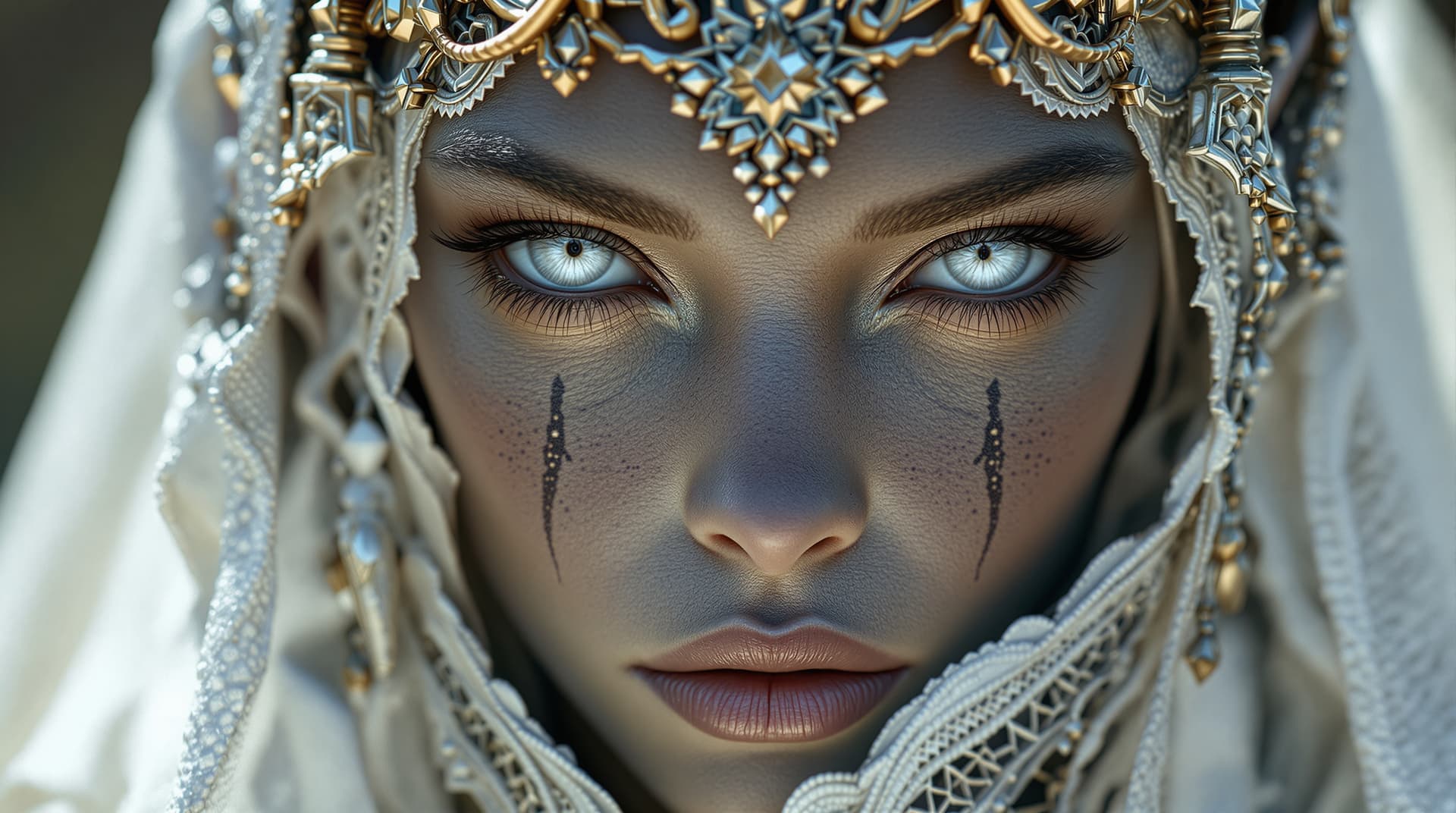 AI generated: photorealistic close-up portrait drow elf. sultry warrior, magic aura! ! ! , onyx skin, beautiful fa...