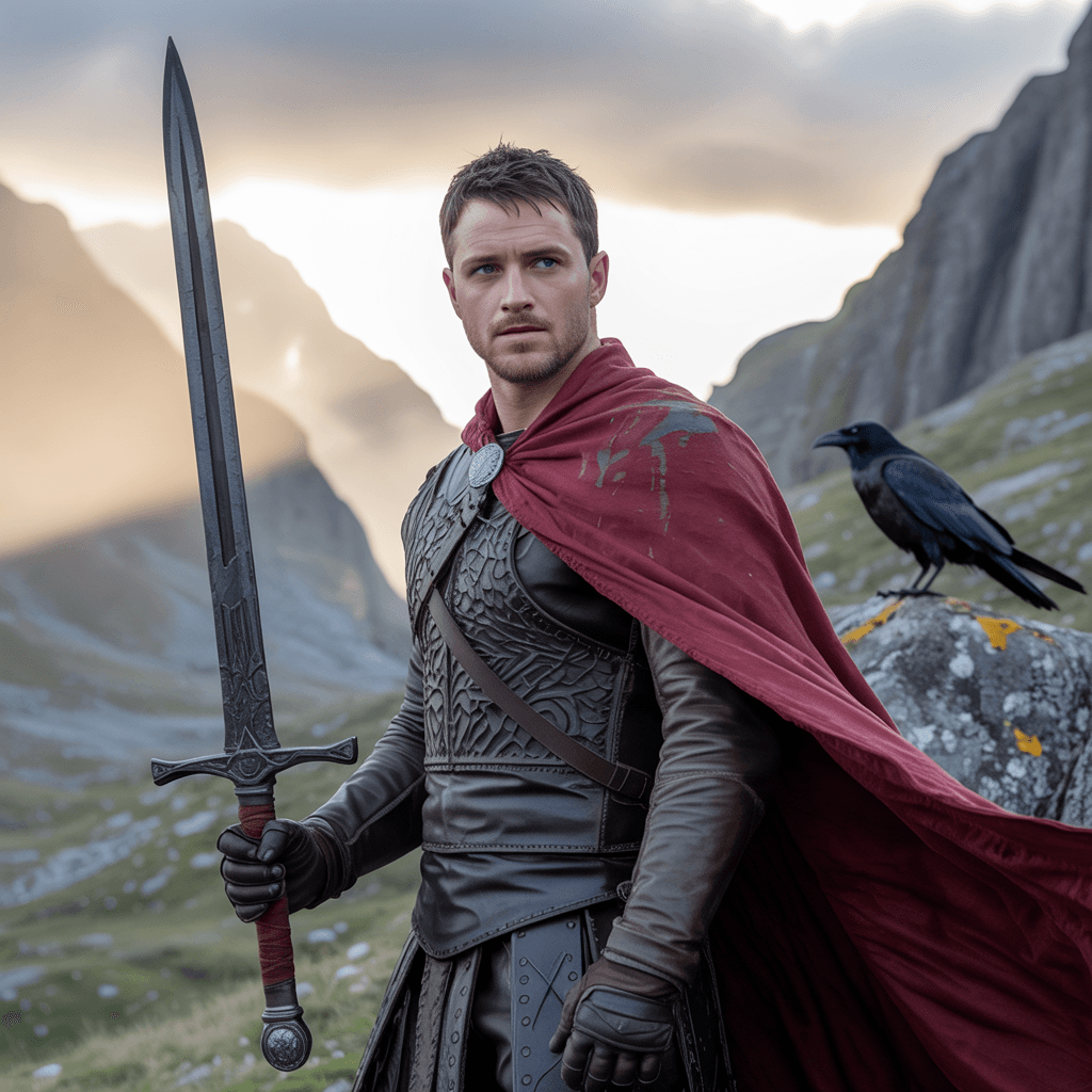 AI generated: A photorealistic image of a handsome legendary hero 