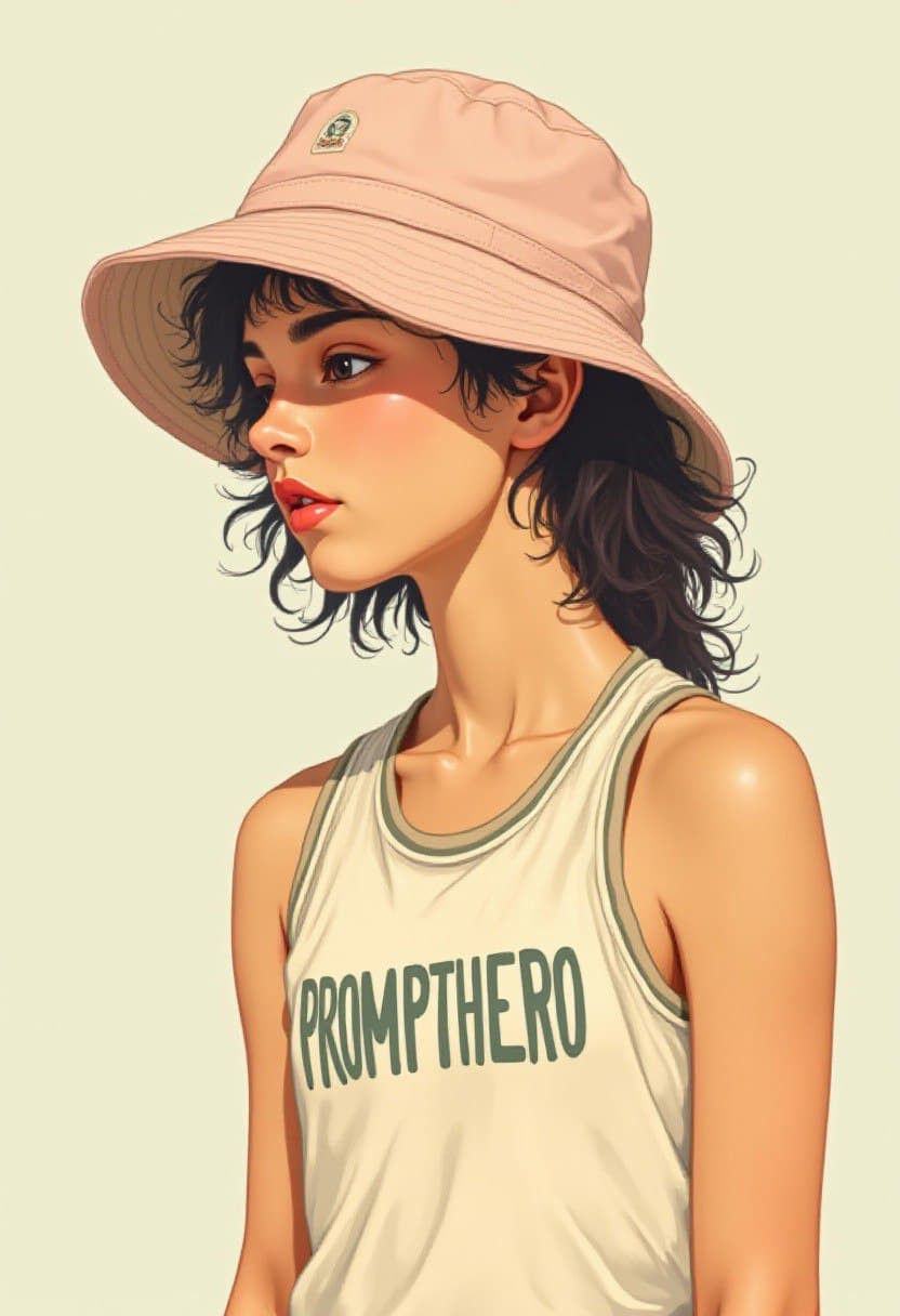 AI generated: 


Egon Schiele artstyle, hip female colombian supermodel wearing tanktop jersey with "PROMPTHERO...