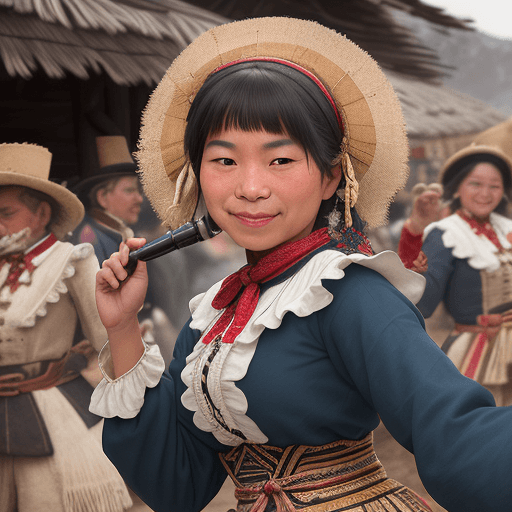 AI generated: "Capture the essence of the New Year's celebration in 1824 at the Sonora village through the lens of...