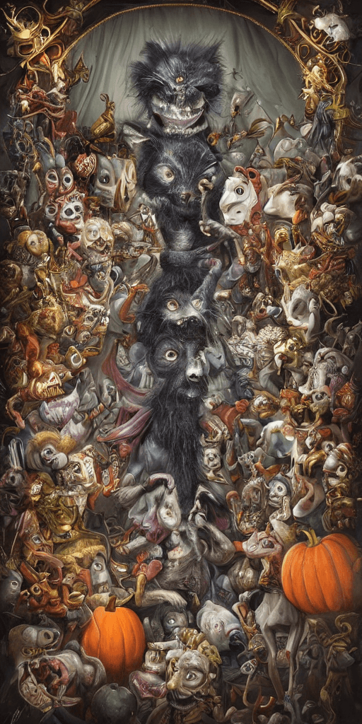 AI generated: The Great Hyperrealistic Of The Circus Show At halloween Night By Greg Simkins and CRAOLA ,Dulk , Tr...