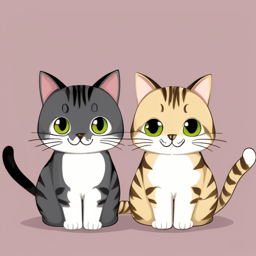AI generated: two cat with style cartoon with cute face
