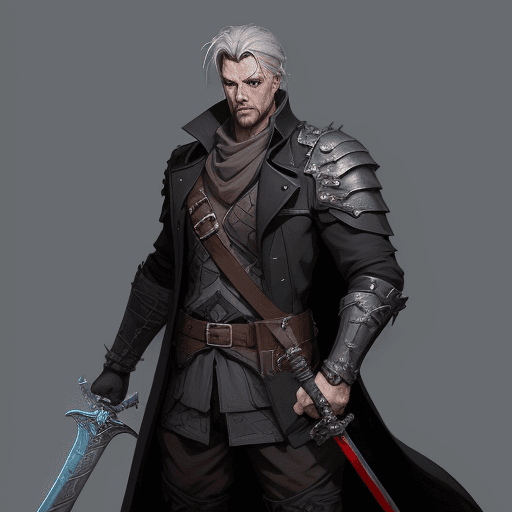 AI generated: there is a man with a sword and a long trenchcoat, rpg character art, rpg portrait concept art, deta...