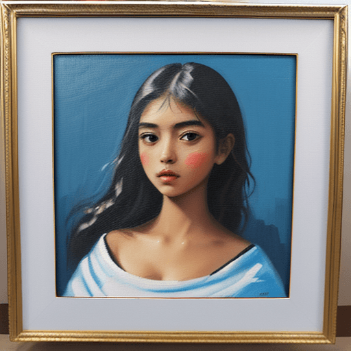 AI generated: girl painted on canvas with oil paints, square canvas, brush drawing, paints on canvas, clear detail...