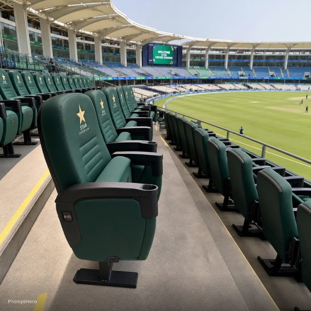 AI generated: I am set cricket stadium seets
