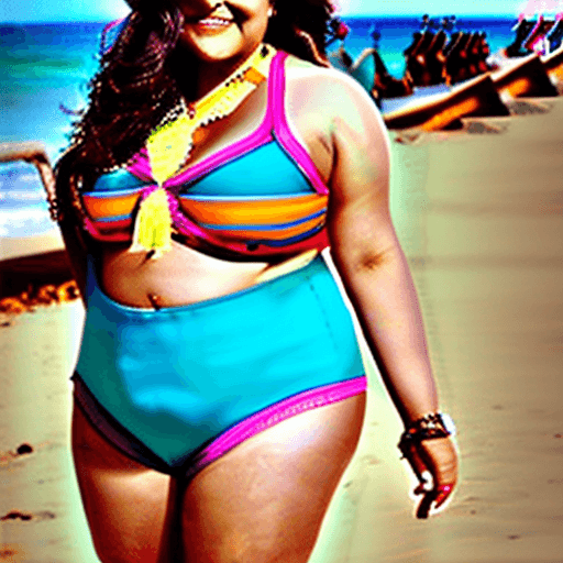 AI generated: hot Indian sexy plus size bikini girl full picture beautiful cleavage with her colorful bikini panty...