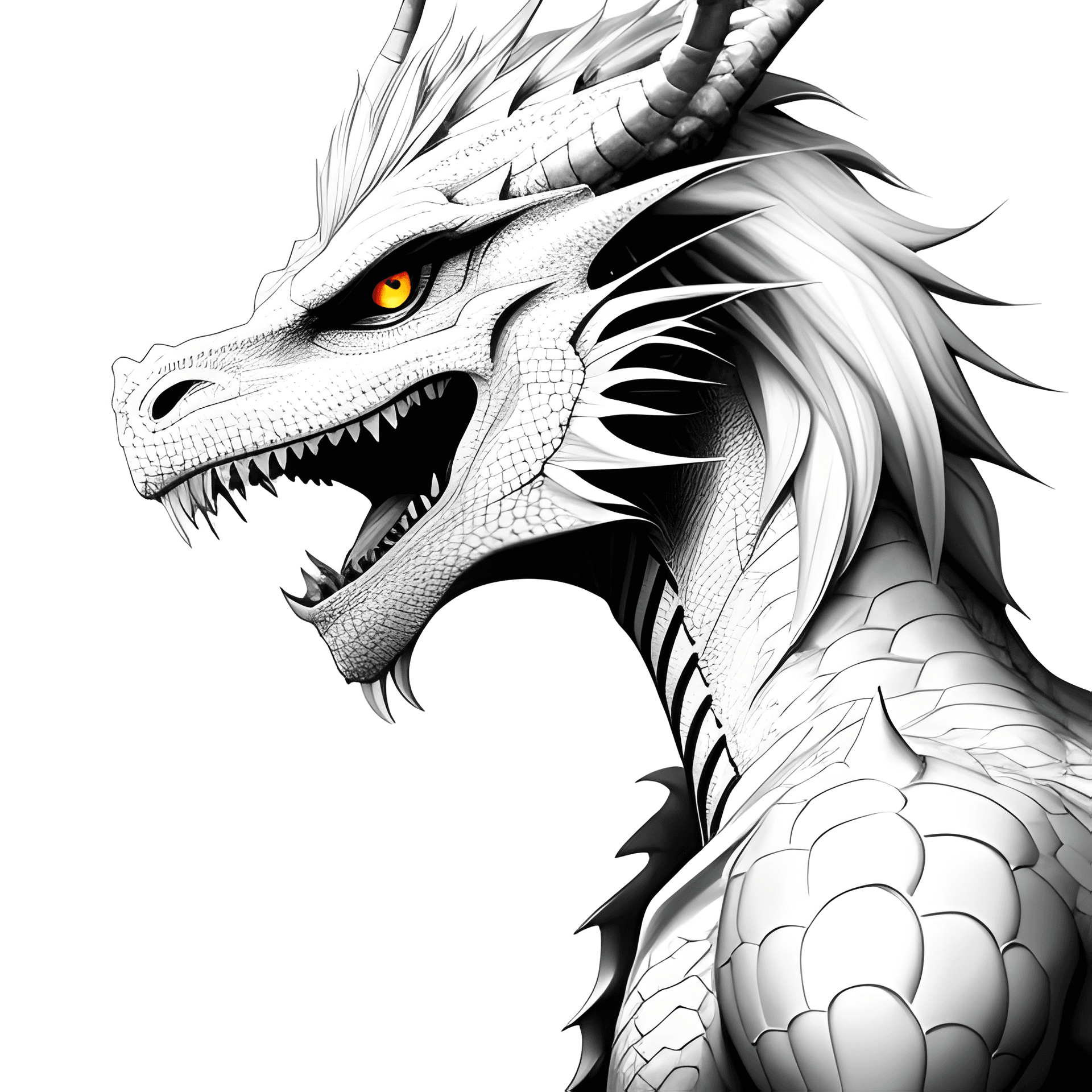 AI generated: dragon, one thin line, (((lineart))), ((simpl)), low detail, white hair, bw, 1line, white background