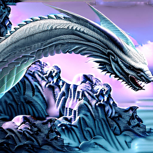 AI generated: white clouded dragon wallpaper the fantasy, in the style of fang lijun, gray and cyan, filip hodas, ...