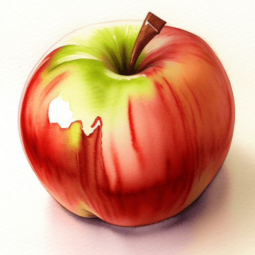 AI generated: Realistic watercolor apple in blocks
