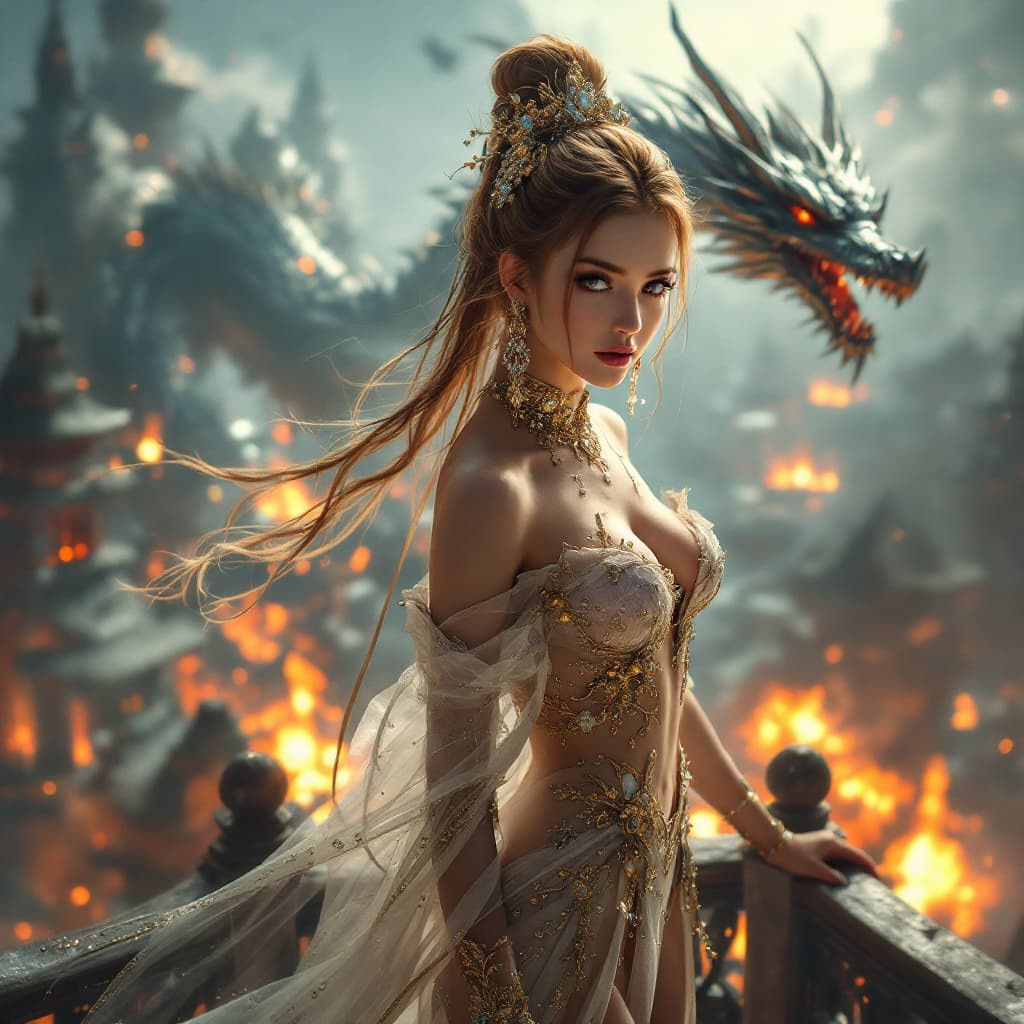 AI generated: Kyoto Animation stylized anime mixed with tradition Japanese artworks~Amber Laura Heard at modern cy...