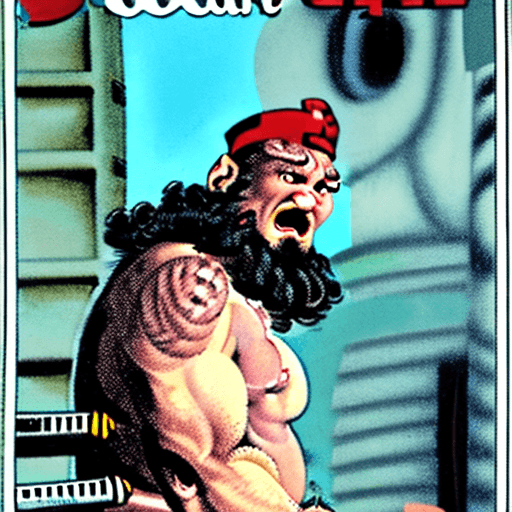 AI generated: /imagine prompt: color photo of "Popeye" drawn on a Conan the Barbarian-style cover, Popeye's bulgin...
