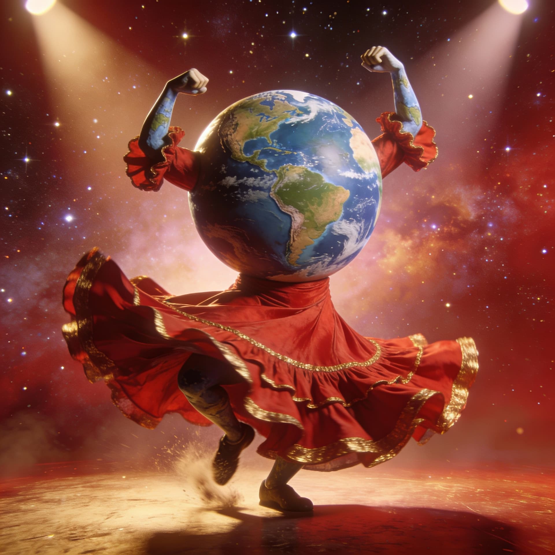 AI generated: un planeta tierra que baila flamenco y no va de broma