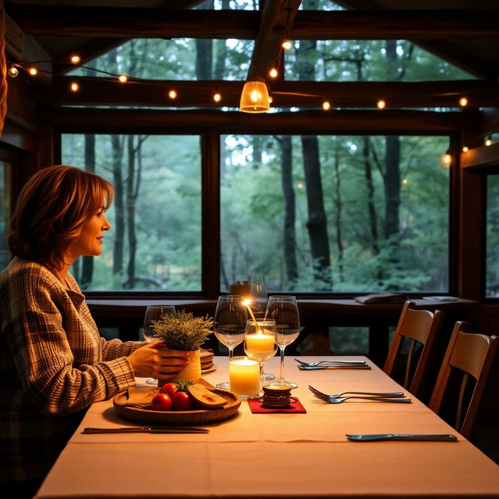 AI generated: Gutschein für Claudia zu einem Essen in der Gaststätte Waldfrieden, rustikale Waldgaststätte, gemütl...
