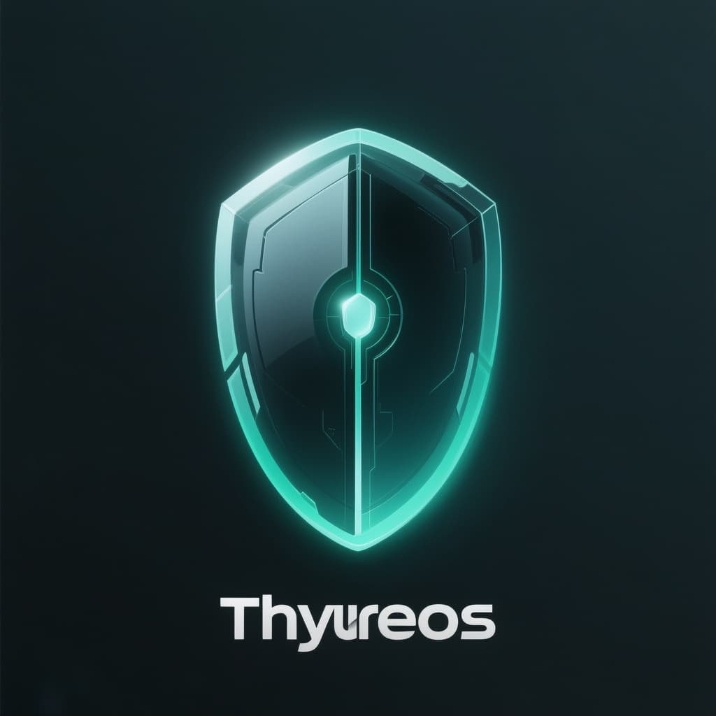 AI generated: "A modern, minimalist, B2B cybersecurity logo for a company named 'Thyreos'. The design should featu...