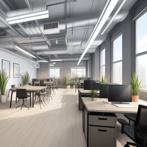 AI generated: GENERATE REALISTIC IMAGE OF A COWORKING AREA IN AN APARTMENT
