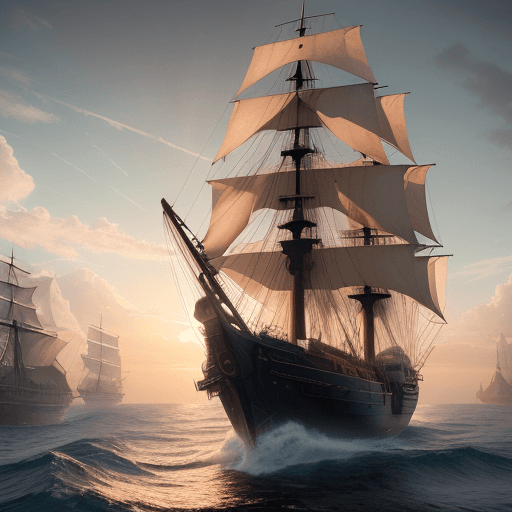 AI generated: Photo of a ultra realistic sailing ship, dramatic light, pale sunrise, cinematic lighting, battered,...