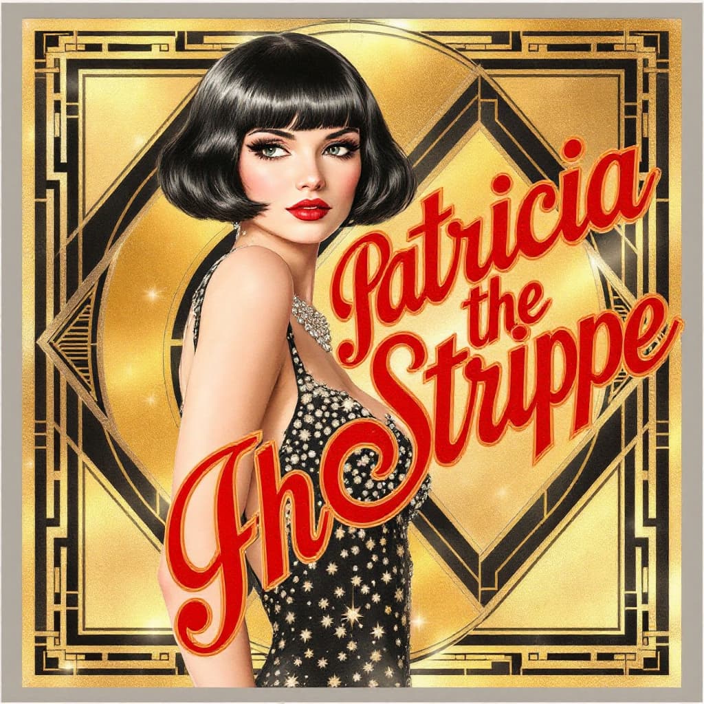 AI generated: A 1920s Art Deco-style poster in a palette of rich gold, deep black, and crimson red. A glamorous fl...