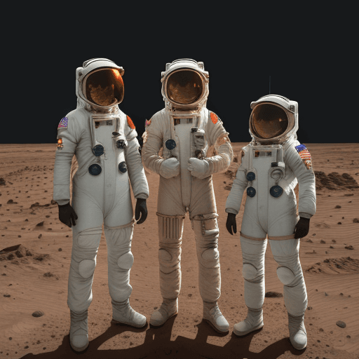 AI generated: Using their pose, make them look like astronauts on mars.