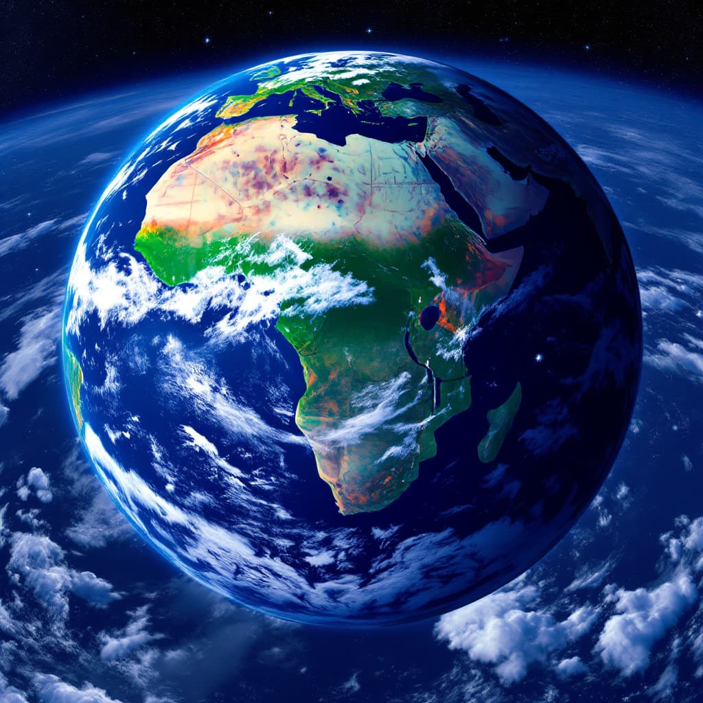 AI generated: Image of the earth from outer space with the african continent in view 