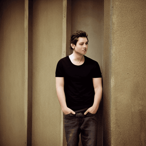 AI generated: full body, portrait, men, whearing a black shirt, semi-realistic, confident, shallow depth of field