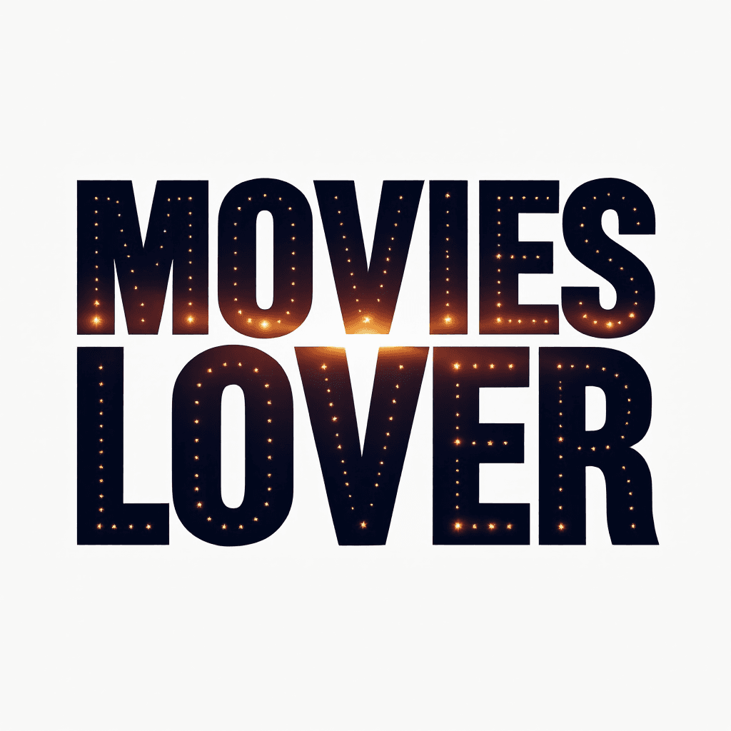 AI generated: Create a cinematic graphic with the bold text "MOVIES LOVER" that immerses the viewer in the feeling...