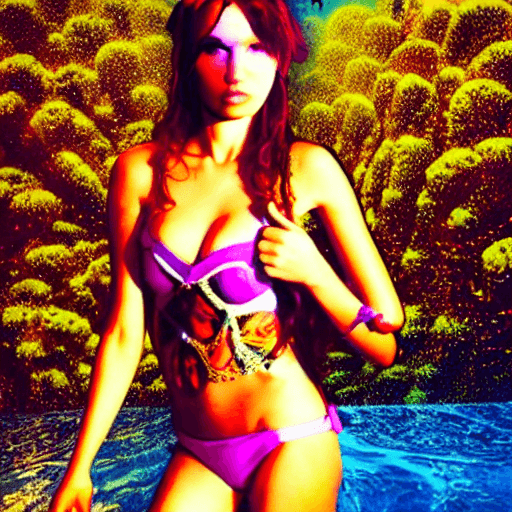 AI generated: hot summer girl in ibiza, in the style of david lachapelle, surreal photography, hypermaximalist 
