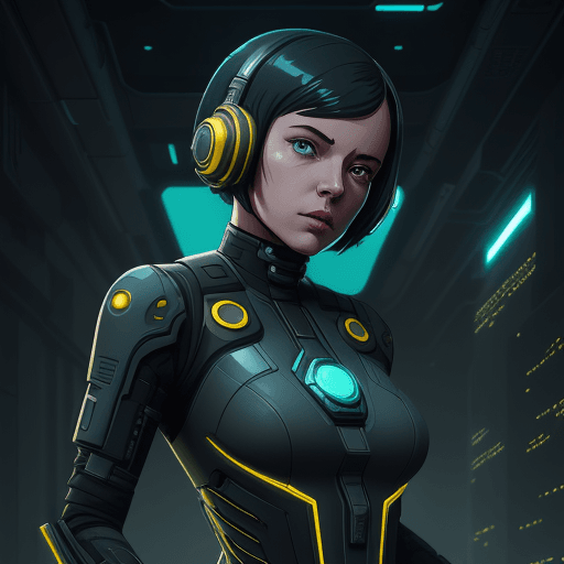 AI generated: sci fi character art, cool artwork, futuristic style, in the style of 32k uhd, atey ghailan, geoff j...
