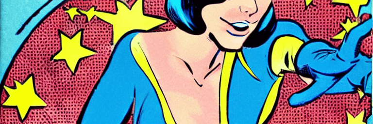 AI generated: comic book style, girl, all blue