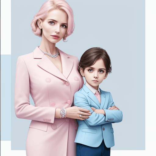 AI generated: Vogue magazine style photo in pastel pink and blue colors in
business style picture of successful mo...