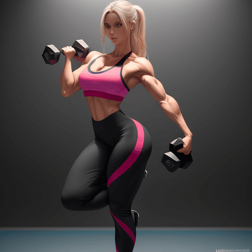 AI generated: Beautiful russian girl fitness trainer, stands and shows her perfect figure to her full height, well...