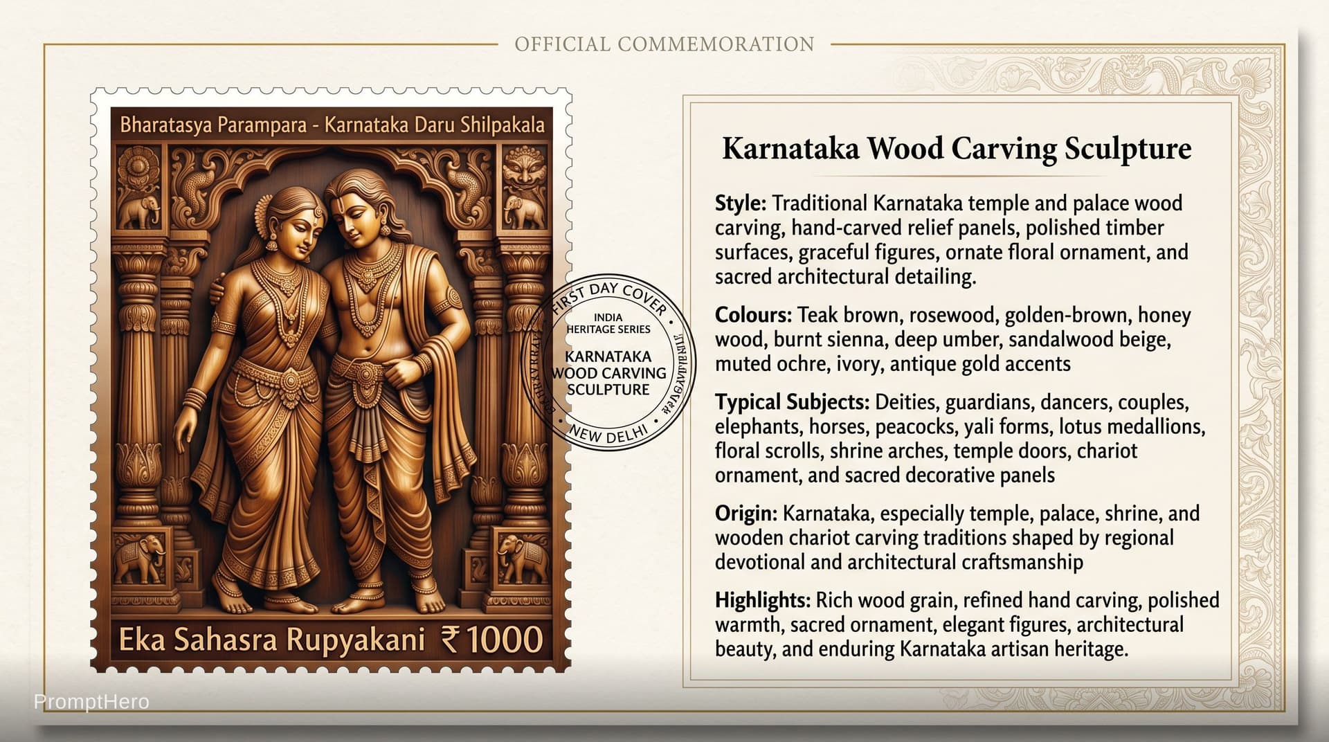 AI generated: Create a 16:9, 4K premium commemorative First Day Cover envelope inspired by India Post heritage des...