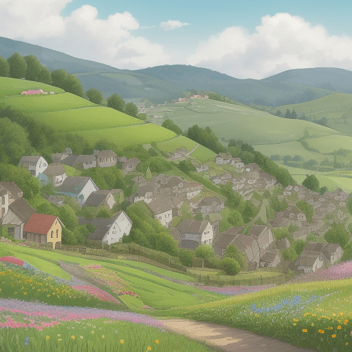 AI generated: Once upon a time there was a small neighborhood surrounded by green hills and fields of flowers.