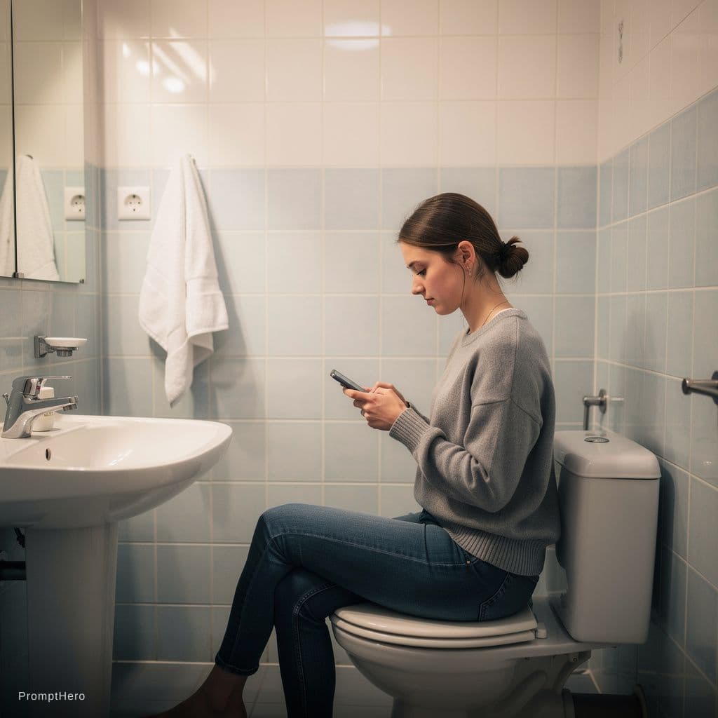 AI generated: a woman taking a poop