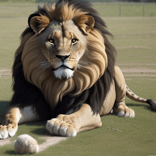 AI generated: un lion court apres un gibier de choix tres rapide et tres puissant, un gros risque pour le felin de...