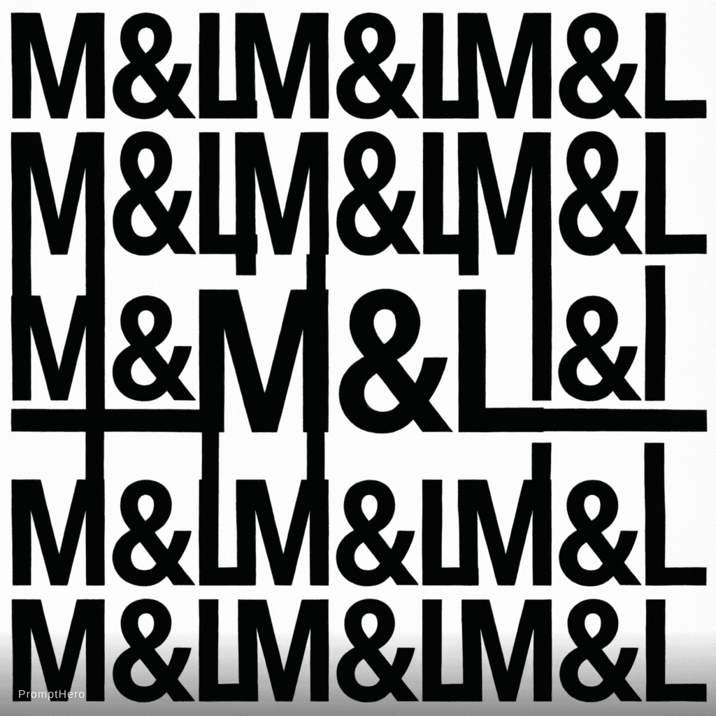 AI generated: create a pattern the text "M&L" in black on white. The pattern should fit exactly into itself on eve...