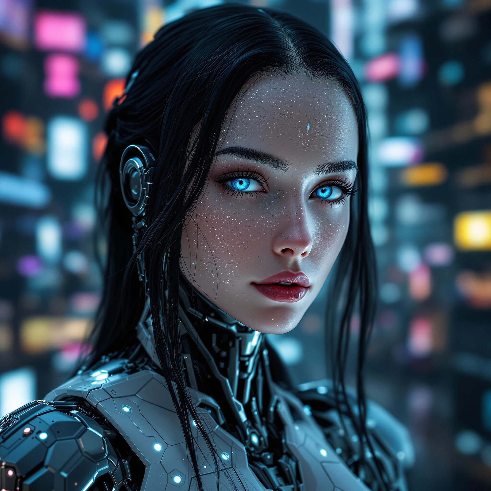 AI generated: photograph ultra-realistic, hyper-realistic, Canon R5 f8.0 digital style, female cyborg robot, 25 ye...