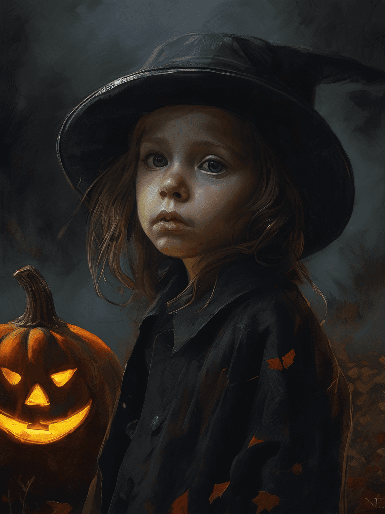 AI generated: Halloween, digital painting, (expressionism:1.1), dramatic, gloomy, horror, creepy, emotionally prof...
