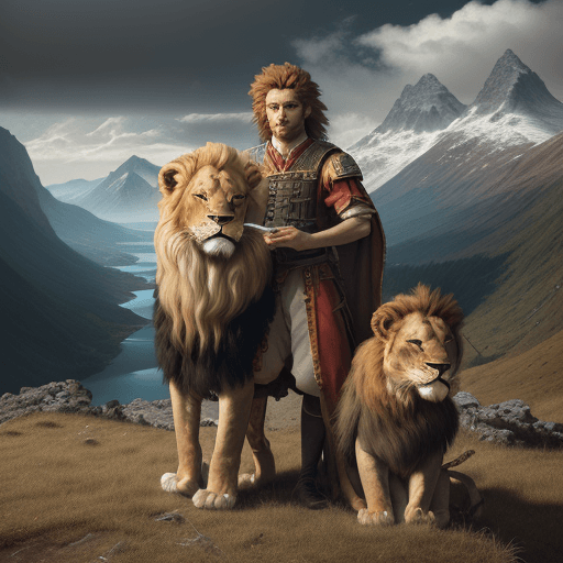 AI generated: the Lion anime character holding a piece of paper as an lion, in the style of max rive, detailed cos...