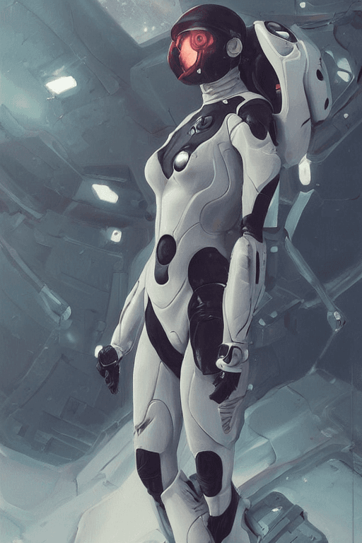 AI generated: Hyper realistic painting of a beautiful girl in an EVA plugsuit, hyper detailed, anime, by greg rutk...